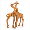 KISSING GIRAFFE FIGURINES - WOOD CARVED GIRAFFES STATUES