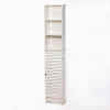 WHITE TALL STORAGE CABINET - BATHROOM CABINET - MADE OF WOODS