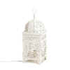 WHITE SCROLLWORK TABLE LAMP - METAL WHITE SCROLLWORK MOROCCAN STYLE TABLE LAMP