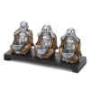 NO EVIL BUDDHA CANDLEHOLDER SET  - TRHEE BUDDHA STATUE CANDLE HOLDER