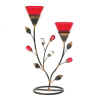 RUBY BLOOMS CANDLEHOLDER - METAL RUBY FLOWERS CANDLEHOLDER