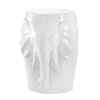 ELEPHANT CERAMIC DECORATIVE STOOL - ELEPHANT MOTIF WHITE STOOL